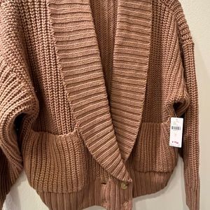 Soft anthropology brown cardigan sweater